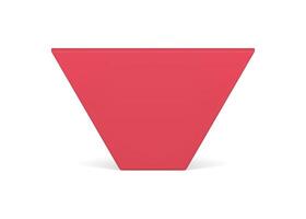 Red inverted trapezoid 3d geometric vertical wall foundation platform front view realistic vector