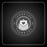 Thank You message text Vintage Greeting Card design template vector