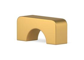 Golden arched rectangular geometric figure exhibition base foundation isometric realistic vector