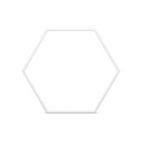 White regular hexagonal frame glossy geometric shape 3d element realistic illustration vector