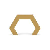Golden polygonal archway showcase construction structure angled arch front view realistic vector
