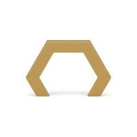Golden polygonal archway showcase construction structure angled arch front view realistic vector