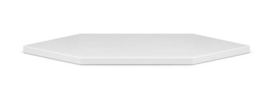 White realistic hexagonal glossy clean stage podium blank for show performance presentation vector