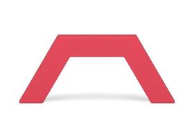 Red architectural angled arch geometric podium 3d element minimalist design realistic vector