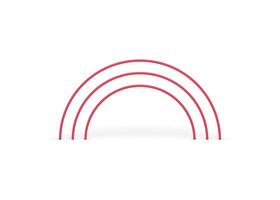 Red archway multilevel curved exit entrance semicircle 3d element design realistic vector