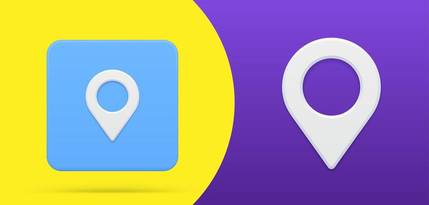 Simple map pin 3d icon button set illustration. Modern location pointer tag gps marker