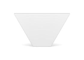 White vertical inverted trapezoid geometric podium 3d decorative design front view realistic vector
