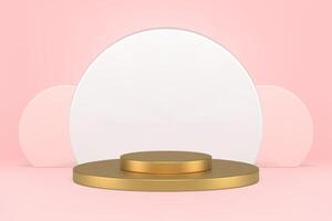 Expensive golden metallic multilevel stage podium with vertical white wall decorative 3d vector