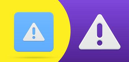 Triangle with exclamation point simple 3d icon button set illustration. Symbol of dangerous vector