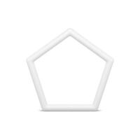 White pentagonal geometric frame architecture basic foundation 3d glossy element realistic vector