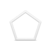 White pentagonal geometric frame architecture basic foundation 3d glossy element realistic vector