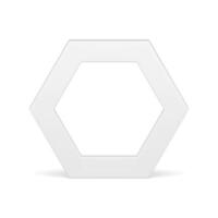 White hexagonal frame angled geometric shape decor design front view realistic illustration vector