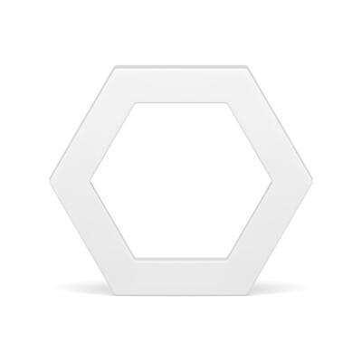 White hexagonal frame angled geometric shape decor design front view realistic illustration