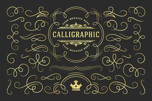 Calligraphic design elements vintage ornaments swirls and scrolls ornate decorations design elements vector