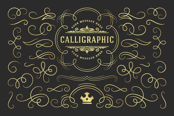 Calligraphic design elements vintage ornaments swirls and scrolls ornate decorations design elements