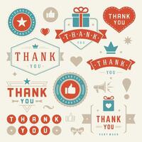 Thank You Labels and Badges typography design elements set vector