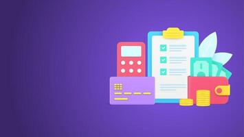 Clipboard with list of purchasing done checkmark and credit card for emoney payment, cash currency vector