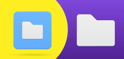 File folder side view simple 3d icon button set illustration. Document archive storage vector