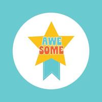 awesome some badge ribbon sticker vector