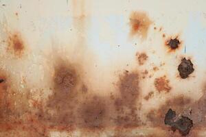 Corroded metal background. Rusted grey painted metal wall. Rusty metal background with streaks of rust. Rust stains. photo