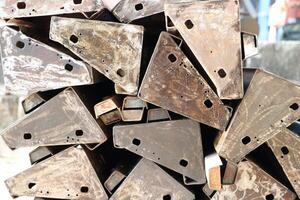 Steel template for pouring concrete Stored in order waiting for use. photo