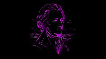 Neon frame effect Johann Wolfgang von Goethe, a key figure in German literature,glow, black background. video