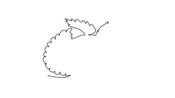 Self drawing animation of single line draw half sliced healthy organic raspberry for orchard logo identity. Fresh berries fruitage concept for fruit garden. Continuous line draw. Full length animated video