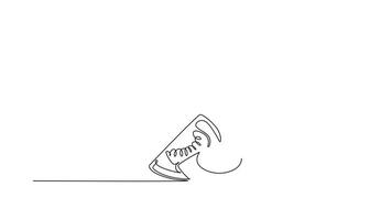 Animated self drawing of continuous line draw of whole and sliced healthy organic tomatoes for farming logo identity. Fresh tropical vegetable for veggie garden icon. Full length single line animation video