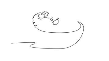 Self drawing animation of single line draw of pile sliced healthy organic raspberry in a bowl for orchard logo. Fresh berries fruitage for fruit garden icon. Continuous line draw. Full length animated video