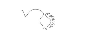 Self drawing animation of single line draw half sliced of healthy organic apricot for orchard logo identity. Fresh fruitage concept for fruit garden icon. Continuous line draw. Full length animated video