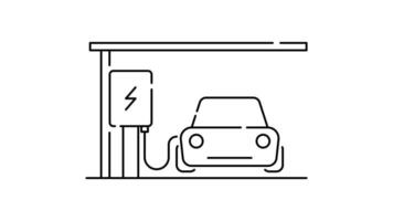 Charger Station Icon in Outline Style of nice animated for your videos, easy to use with Transparent Background video