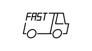 Delivery Truck Icon in Outline Style of nice animated for your videos, easy to use with Transparent Background video