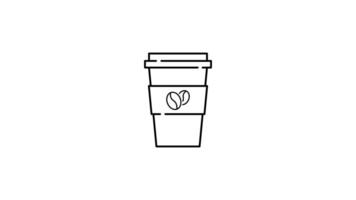 Coffee Icon in Outline Style of nice animated for your videos, easy to use with Transparent Background video