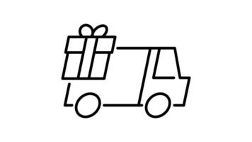 Delivery Truck Icon in Outline Style of nice animated for your videos, easy to use with Transparent Background video