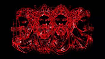 Neon frame effect Zeus, Athena, and Poseidon,glow, black background. video