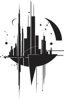 Chic Urban Utopia Modern Black Structure Shadowed Structures Elegant Architecture Graphic vector