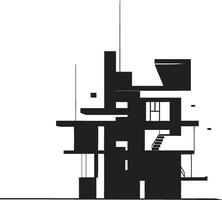 Mystic Metropolis Intriguing Black Building Element Ebony Envision Refined Abstract Architecture Design vector