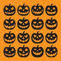 A set of Halloween pumpkins silhouette vector