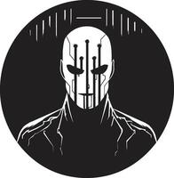 Binary Bandit Sinister Thief Graphic Data Deviant Digital Cyber Thief Symbol vector