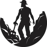 Ore Expeditionist Delving into Depths for Riches Mineral Miner Extracting Earths Hidden Gems vector