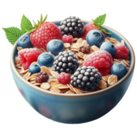 Generated Ai A bowl of cereal topped with fresh berries and nuts png