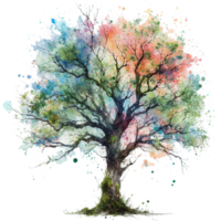 Generated Ai A vibrant tree with colorful splatters png