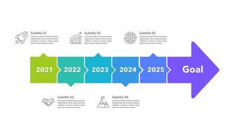 6 important business events Arrow Infographic design template. Timeline, Milestone, Report and Business presentation. vector