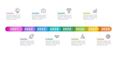 8 important business events Infographic design template. Timeline, Milestone, Report and Business presentation. vector