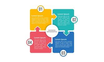 4 process or steps. Infographic element square and arrows design template. Business presentation, Report, Data, and Planning. vector