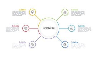 6 processes infographic circle design template. Business presentation, Report, Marketing, Banner and Brochure. vector