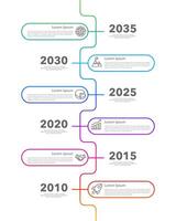 Infographic timeline of 6 important events in business vertical template. Business presentation, Planning, Report, Data and Milestone. vector