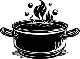illustration of a pan with boiling water vector