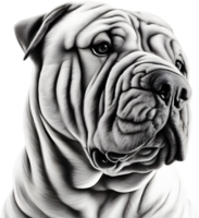 Sharpei dog, known for deep wrinkles. AI-Generated. png