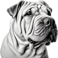 Sharpei dog, known for deep wrinkles and blue-black tongue. AI-Generated. png